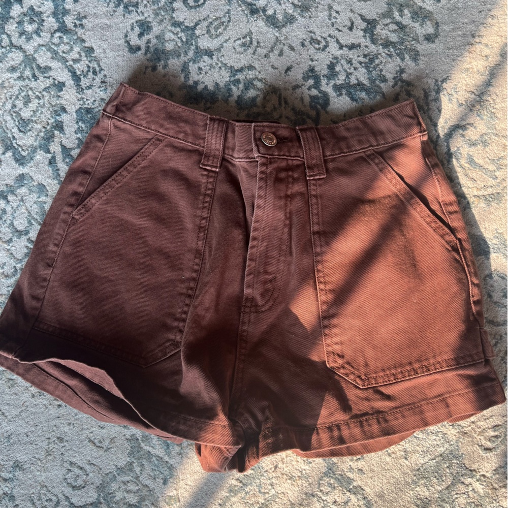 Brown High-Waisted Shorts